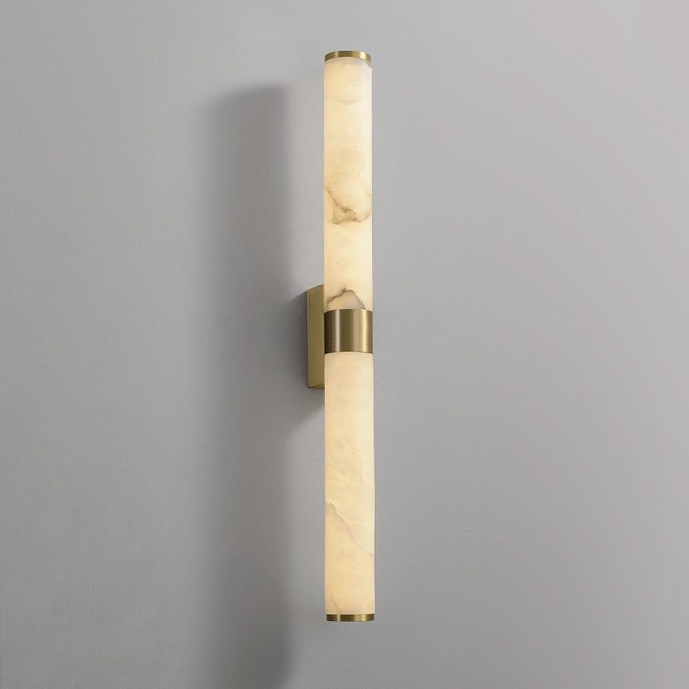 Lámpara de pared cilíndrica moderna de mármol con anillo dorado noble