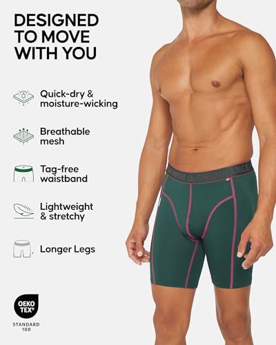 DANISH ENDURANCE Mens Underwear Athletic Performance Boxers for Men, Boxer Briefs Pack, Compression, Sports, Running, Gym,FItness, Elastic