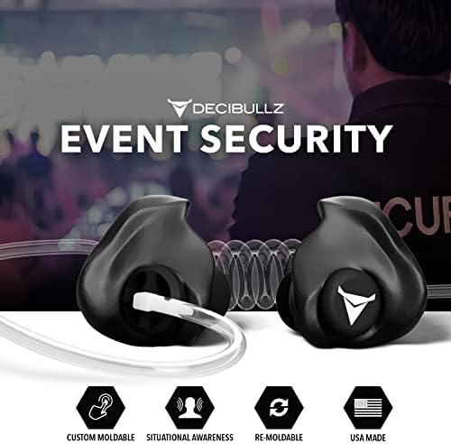 Decibullz Custom Molded Security Radio Surveillance Two-Way Radio Earpiece Set, Thermo-Fit Designed for Clear Acoustic Tube Radios, Awareness