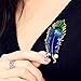 Rhinestone Feather Brooches for Women Men,Vintage Animal Peacock Pins Gold/Silver/Blue/ Crystal Diamond Lapel Pin Fashion Enamel Feather Leaf Brooch Elegant Dress Coat Pin Decor Wedding Christmas Birthday Jewelry (Blue)