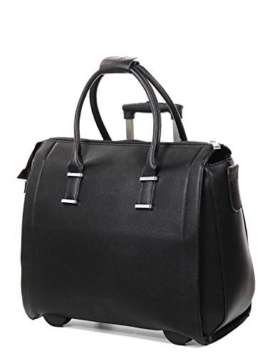 Bowatex Elegante Damen Aktentasche Laptoptasche Trolley Groß 2 Rollen Schwarz