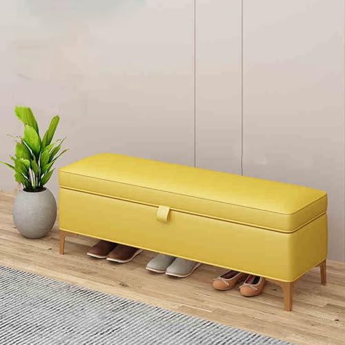 Banc à chaussures d'entrée en cuir jaune pour sublimer votre accueil quotidien - 2