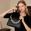 Purse Chain Strap Replacement for Bag Charm - Alloy Bags Extender Chains with Gold Cross and Peal Charms Handle Extender Decorative Bagchain for Wallets Handbag