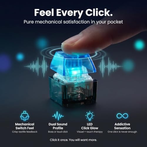 Image of Mechanical Switch Fidget Clicker Keychain with LED Light - Blue Switch ASMR Clicky Toy for Stress Relief & Anxiety, Portable Keyboard Switch Tester Gift for Gamers and Students (Pack of 1)