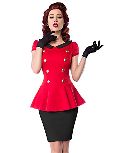 Belsira - Kleid mit Bubikragen - rot/schwarz - XS