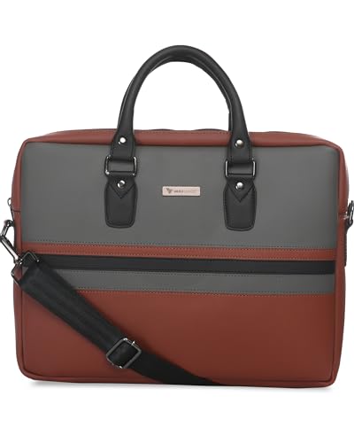 Image of Vaku Luxos MILAN 14 Inch Laptop Bag Leather Collection Messenger Organizer Shoulder Sling Office Bag for Men & Women With Adjustable Strap for Laptop and MacBook up to 14 inch