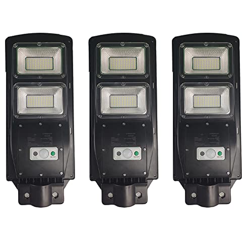 Luminária Solar Poste 120w 3 unidades Led Sensor Controle Quintal Jardim Rua