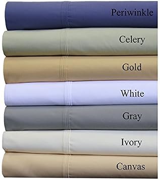 22 Inch Deep Pocket Solid Ivory Queen 300TC Sheet Set, Breathable Crispy Soft Percale Bed Sheets