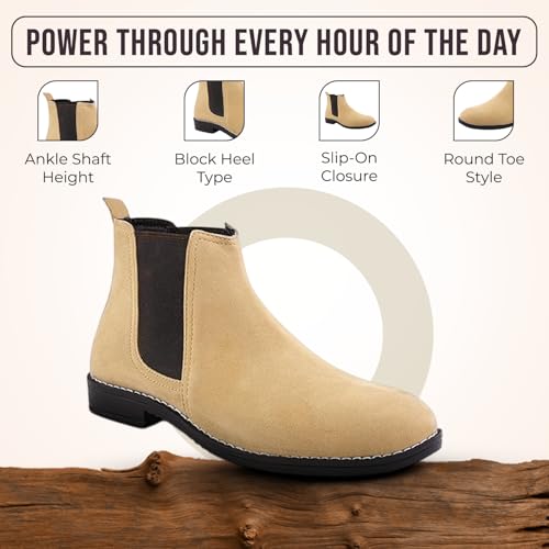 Image of STANPHORD Men's Pacecore Slip-On Boots Block-Heel Chelsea Solid High Top Regular Casual Shoes Without Laces | Perfect for Parties, Outdoor, Trekking, Office