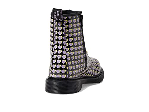 Image of Dr. Martens 1460 Lace Up Fashion Boot (Big Kid) Heart Overlay Patent Lamper 5 UK (US 6 Big Kid) M
