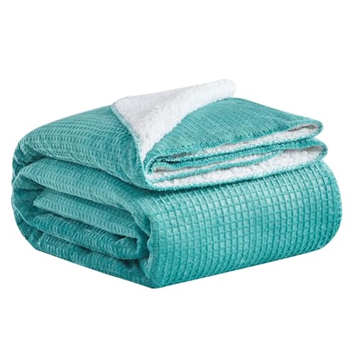 GC GAVENO CAVAILIA Sherpa Fleece Throw Blankets - Fluffy Warm Cosy Blankets Double (130X180 Cm) - Teal