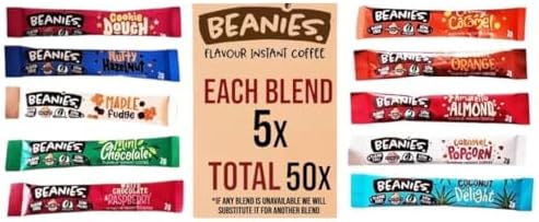 Beanies 50 Coffee Sticks, Mixed Blends; instant flavored coffee