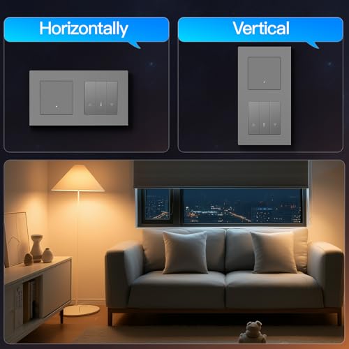 BSEED Zigbee Lichtschalter mit Rolladenschalter, Smart Schalter Unterputz Kompatibel mit Alexa/Google Home/SmartLife, PC Rahmen, benötigt Nullleiter & Zigbee-Gateway, 1 Fach 1 Weg, Grau