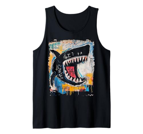 Pop Art Style Shark 90s Graffiti Tank Top