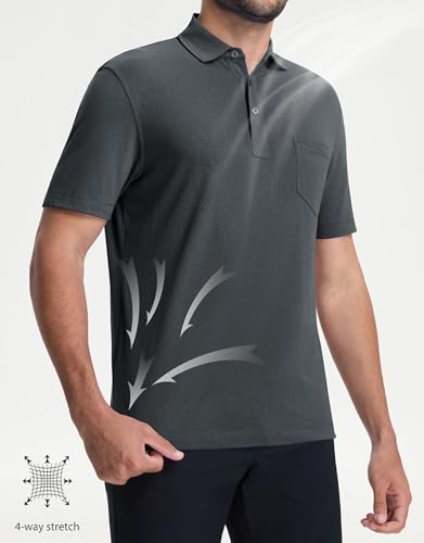 M MAELREG Golf Polo Shirts for Men Soft Lightweight Cotton Blend with Pocket Summer Fashion Casual Shirts — view 4