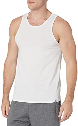 Russell Athletic mens Cotton Performance Tank Top T Shirt, White, Large US