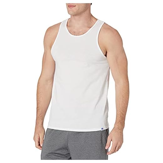 Russell Athletic mens Cotton Performance Tank Top T Shirt, White, Medium US