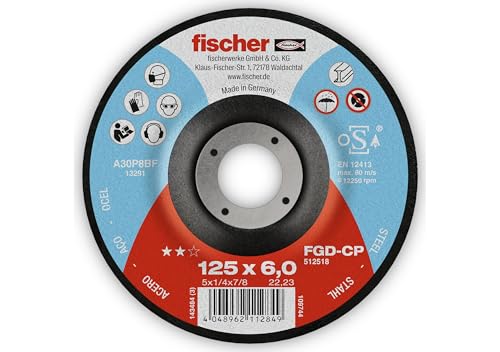 fischer 512518 FGD-CP 125X6X22,23 Carbon, Negro, Disco desbaste 125x6x23 (Pack de 1 Ud.)