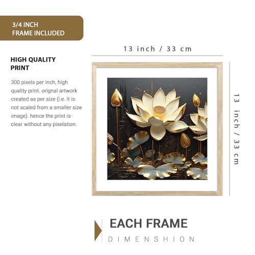 Image of kotart Premium Paintings with Frame for Home Decoration - Modern Art Black and Golden Painting for Living Room Bedroom Office Wall Decoration - Pack of 4 (Art 3, Big (13x17 or 13x13 inch))