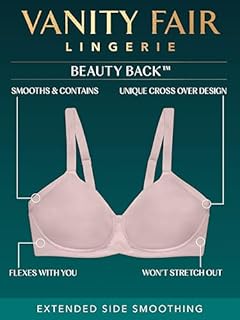Vanity Fair Women's Full Figure Wireless Bra, Extended Side & Back Smoothing, Lightly Lined Cups Up to DDD, Beige, 44DD