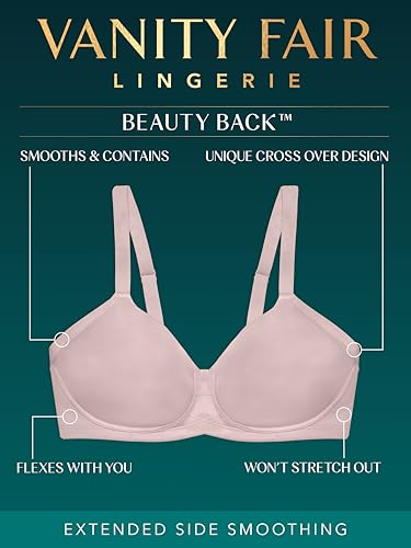Beauty Back Full Figure Wirefree Extended Side and Back Smoother Bra 71267, Sheer Quartz, 44C