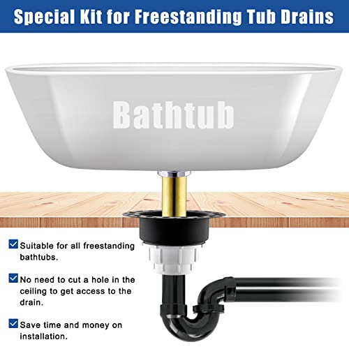 Anpean Freestanding Tub Drain Rough-In Kit With 2 Brass Tail Pipe And Pvc Adapter, Matte Black #TOP3