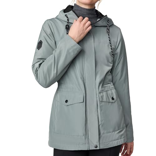 Free Country Womens Raincoat Water & Wind Resistant and Warm Sherpa Lining Rain Jacket Hiking Outdoor Jacket for Women - Anorak
