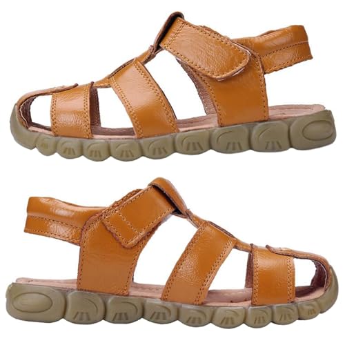 DADAWEN Boy's Girl's Leather Closed Toe Outdoor Sport Sandals (Toddler/Little Kid/Big Kid)4