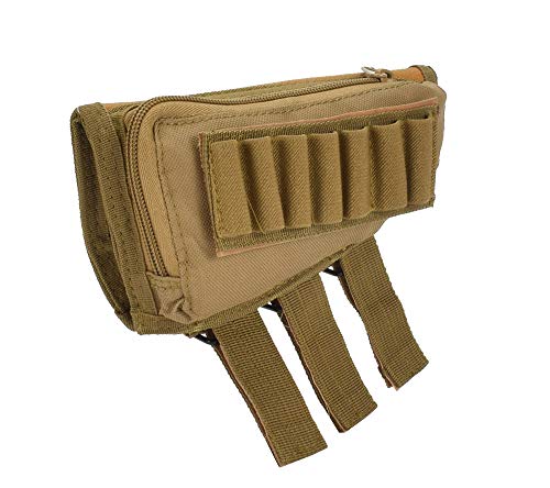 FARMSOLDIER Rifle Stock Pack Cheek Pad,Buttstock Ammo Holder Zippered Utility Pouch,Cheek Riser Padded