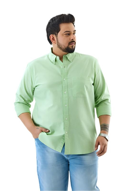 SNITCH Men Casual Plus Size Shirt | Regular Fit Full Sleeve Button-Down Collar Solid Design | 100% Cotton & Breathable Fab