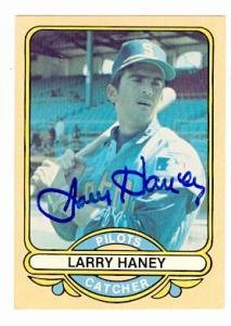 Larry Haney autographed baseball card (Seattle Pilots) 1969 RGI Pilots #39 - Autographed Baseball Cards