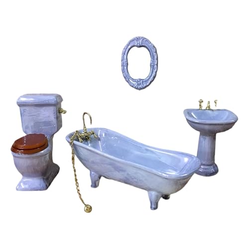 Ensemble de salle de bain en céramique 1/12 miniature pour maison de poupée