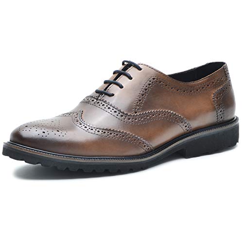 Sapato Oxford Masculino Brogue Wing em Couro Whisky (40)