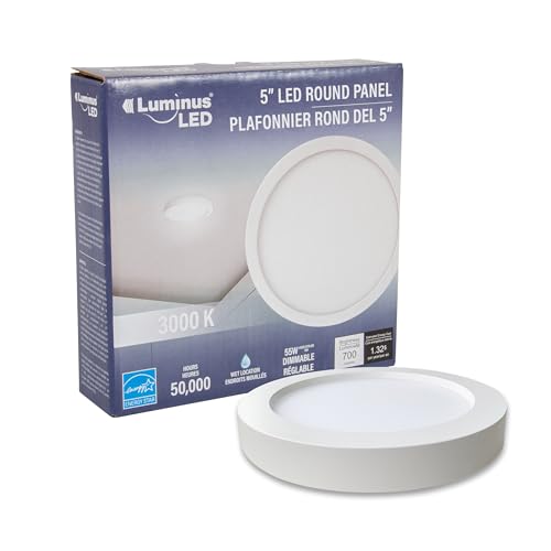 Luminus (4-Pack) 5" LED Round Panel Celing Light 55W Eq.(11W) 700 Lumens, 3000K Bright White, 50000 Hours, Dimmable - White by Luminus - Image 2