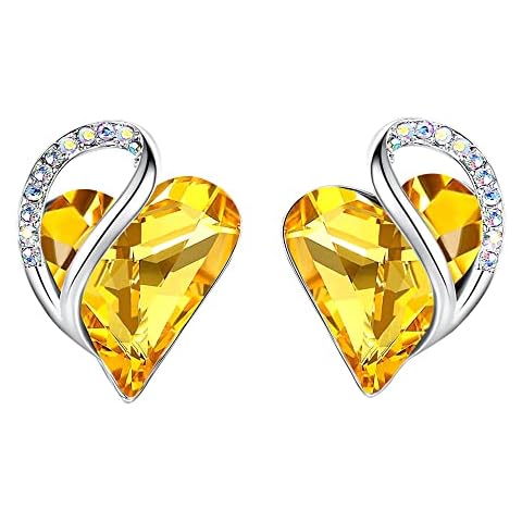 Leafael Birthstone Heart Earrings for Women | Birthstone Earrings With Healing Crystals | Allergy-Free Heart Crystal Earrings with Gift Box Included Cover