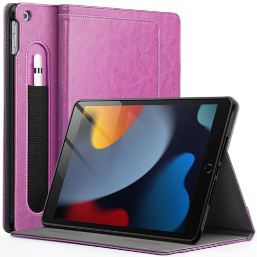 JETech Hülle für iPad 10,2 Zoll, 9./8./7. Generation (2021/2020/2019) mit Stifthalter, Multi-Winkel Ständer Weiche TPU Schutzhülle Auto Wachen/Schlafen (Lila)