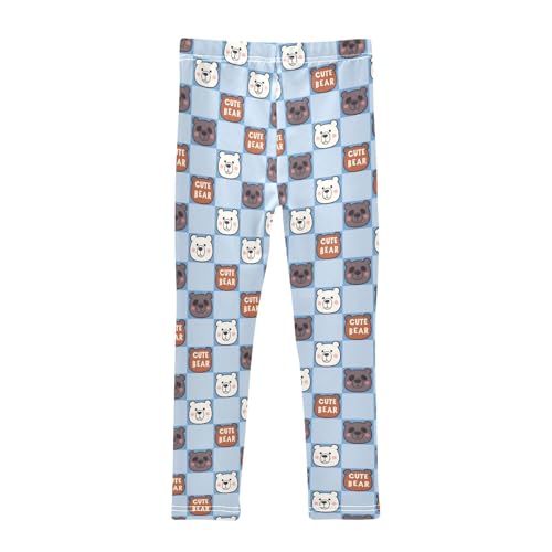 senya Girls Printed Leggings Yoga Pants Bear Checked Pattern for Kids in 4t to 10 Years, 4T2