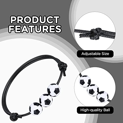 20 Pcs Soccer Charm Bracelets Soccer Party Favors Soccer Wristbands Soccer Beads Bracelet Adjustable Inspirational Sport Ball Accessories Bracelet For Teens Adults Team Birthday Party Graduation Gifts #TOP2
