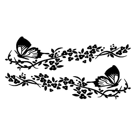 Butterfly Car Body Sticker,MoreChioce 30cm x 11cm Self-Adhesive Body Door Side Stripe Graphic Decal Sticker Universal Waterproof Car Side Skirts Decal Decoration,Black Cover