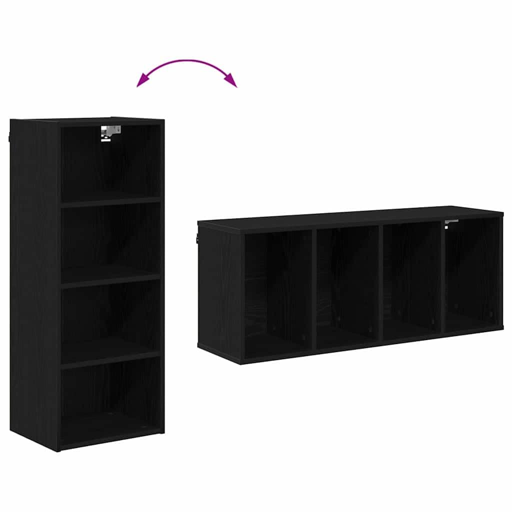 Hängeschrank Schwarz Eichen-Optik aus Holzwerkstoff 40 x 29,5 x 100 cm mit viel Stauraum, moderner Küchenschrank für Esszimmer, Vorratsschrank, Organizer und Aufbewahrung
