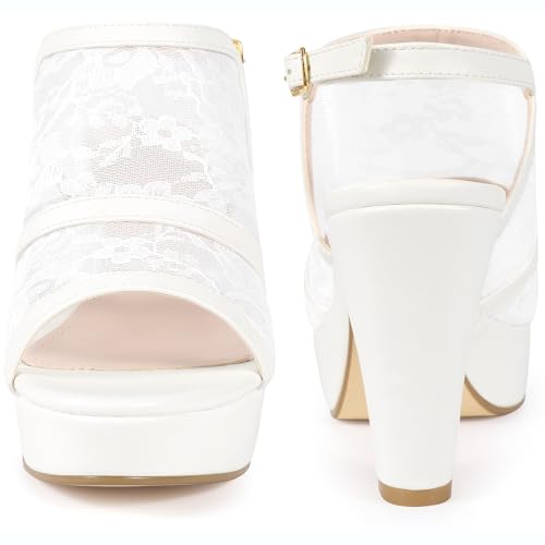 Perphy Platform Open Toe Chunky Heel Lace Sandals for Women2