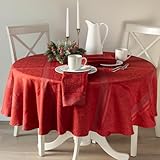 Benson Mills Ravenna Yarn Dyed Jacquard Heavyweight Fabric Table Cloth, Everyday, Parties, Weddings, Holiday, Winter and Christmas Tablecloth (70