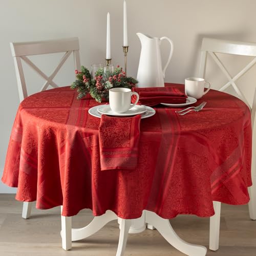 Benson Mills Ravenna Yarn Dyed Jacquard Heavyweight Fabric Table Cloth, Everyday, Parties, Weddings, Holiday, Winter and Christmas Tablecloth (70
