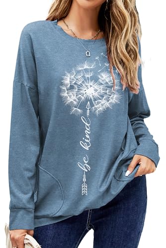 Hount Womens Casual Loose Fit Shirts Long Sleeve Comfy T-Shirts Pullover Sweatshirts With Pockets3