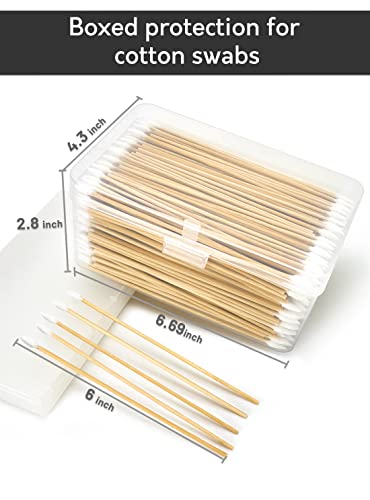 500PCS Precision Gun Cleaning Swabs, 6 Inch Pointed Cotton Swabs with Storage Case - Lint Free Sturdy Cotton Swabs with Bamboo Handle - Long Cotton Swab for Gun Cleaning, Makeup, Electronic