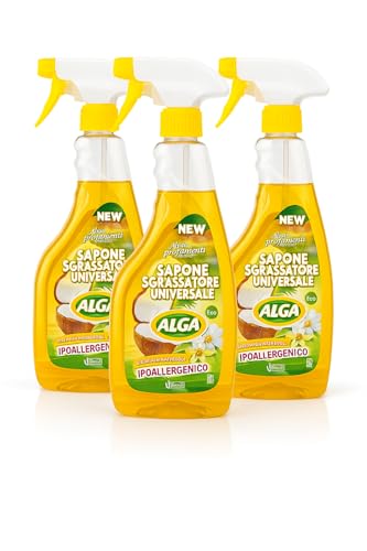 Sgrassatore Universale Naturale per Tutte le Superfici, Formula con Alga, Confezione Multipla, Made in Italy (3)