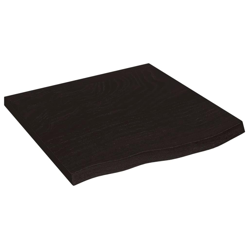 Plateau de table en chêne massif marron foncé 60 x 60 x (2 à 4) cm avec bord vivant et finition traitée, plateau de remplacement pour table à faire soi-même, solide et prêt à l'emploi pour la