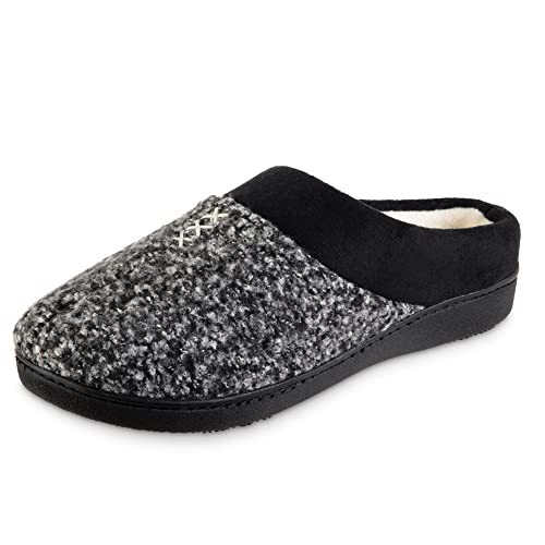 isotoner womens Memory Foam Heather Knit Jessie Hoodback Eco Comfort Slip-on