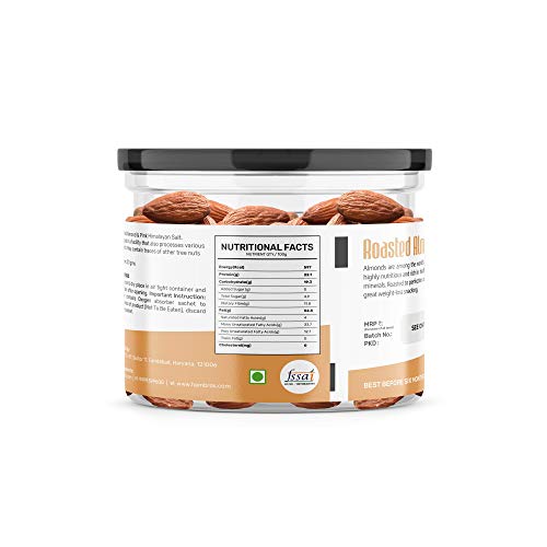 Image of Zucchero Premium California Roasted Almond, Lightly Salted, 200g - Protein Rich| Oil-Free Roasting |Slow baked Nuts | Earthy Flavour | No Oil