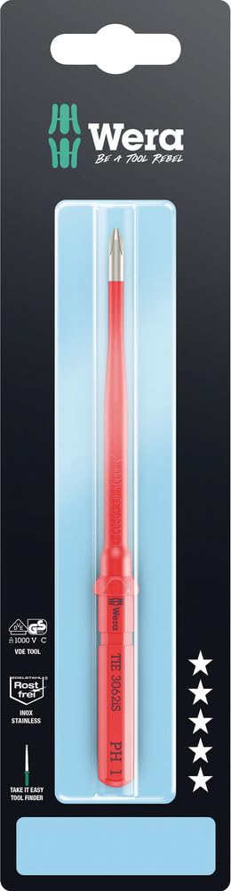 Wera Kraftform Kompakt 3062 iS VDE Insulated Phillips Screwdriver Blade PH1 154mm